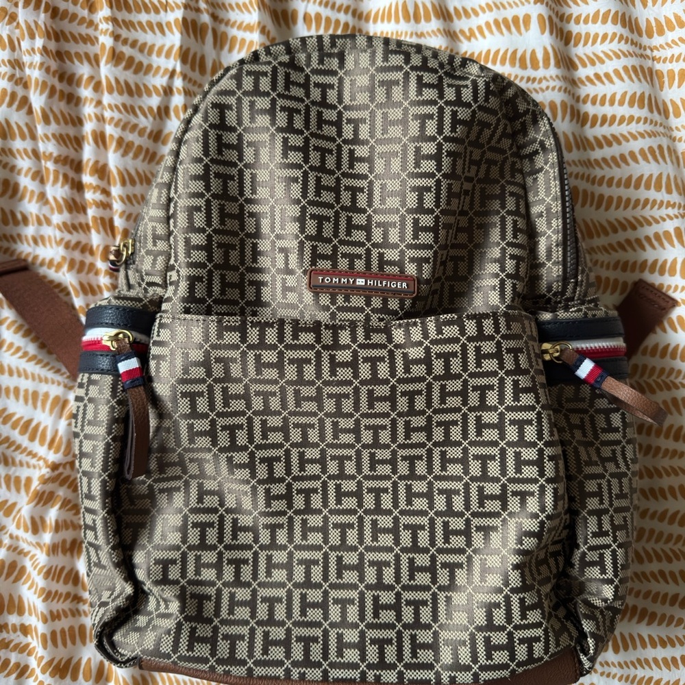 Tommy Hilfiger Tan Patterned Backpack